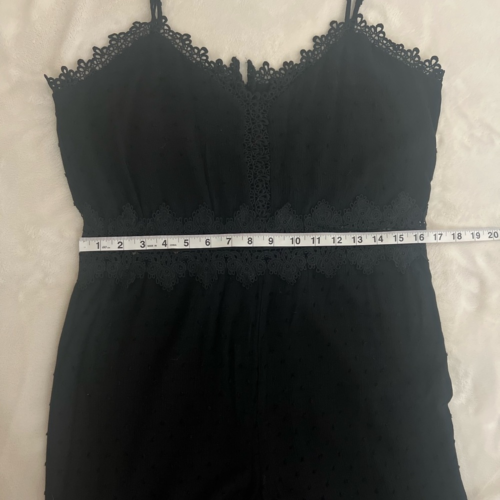 Lulus Leeta Black Swiss Dot Lace Wide-Leg Jumpsuit| large - Picture 8 of 8